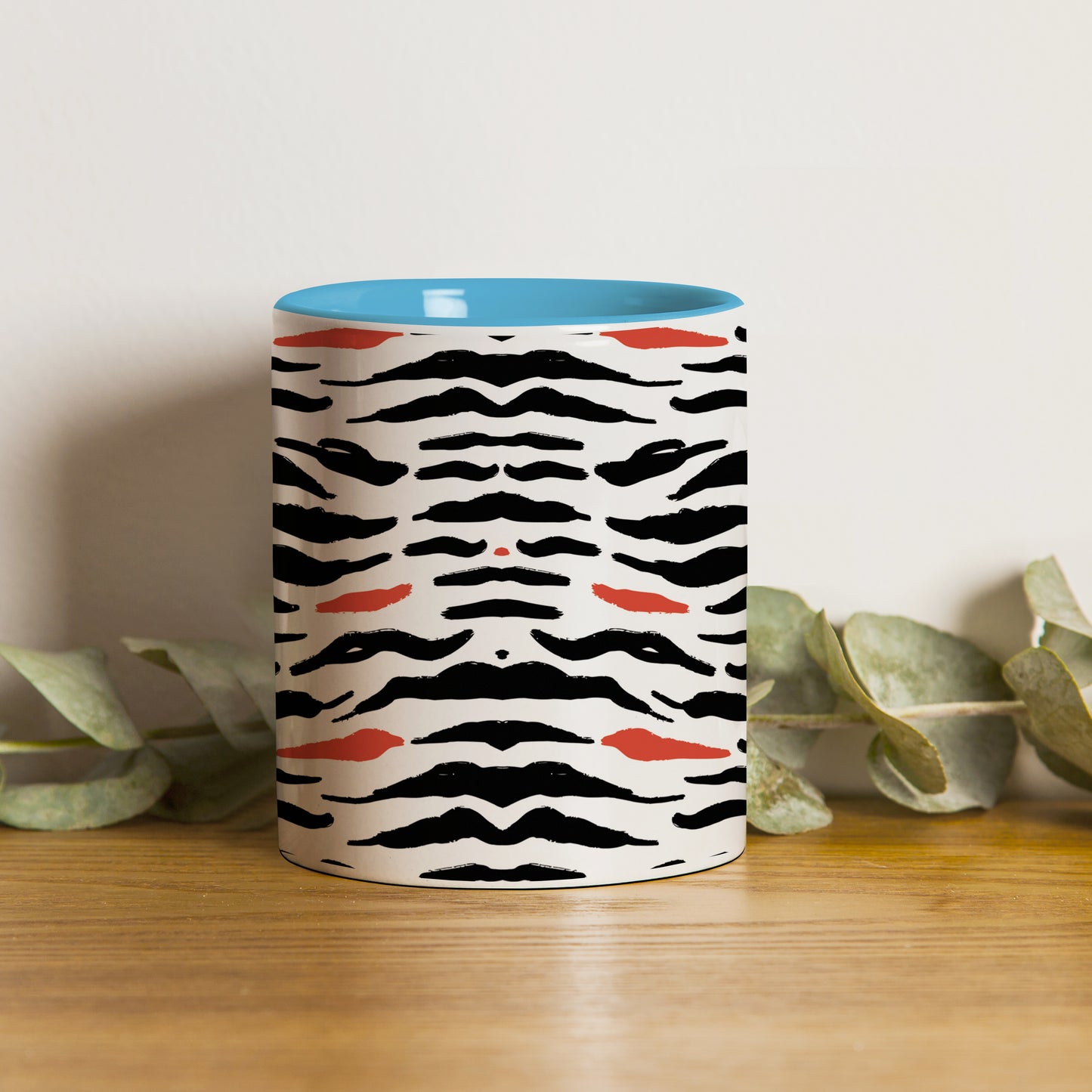 Tiger skin pattern design Pattern Sky Blue Handle 330 ml Coffee Mug