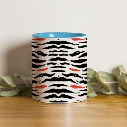 Tiger skin pattern design Pattern Sky Blue Handle 330 ml Coffee Mug