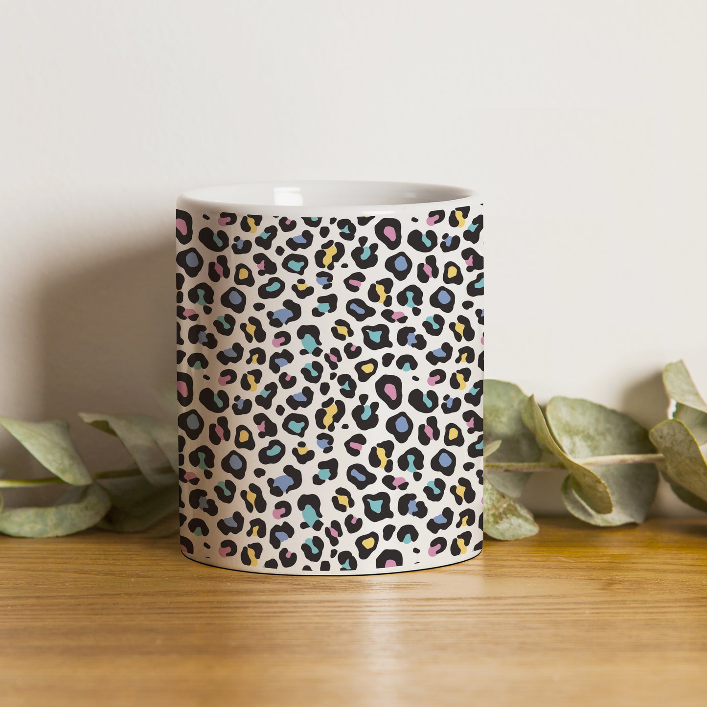 Color full Vector leopard animal motif vector seamless pattern design White 330 ml Coffee Mug