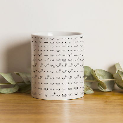 kawaii faces doodle art design pattern White 330 ml Coffee Mug
