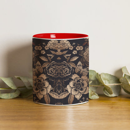 Gold flowers design Red Handle 330 ml Coffee Mug
