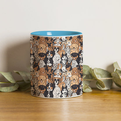 Dog breeds illustration design Pattern Sky Blue Handle 330 ml Coffee Mug