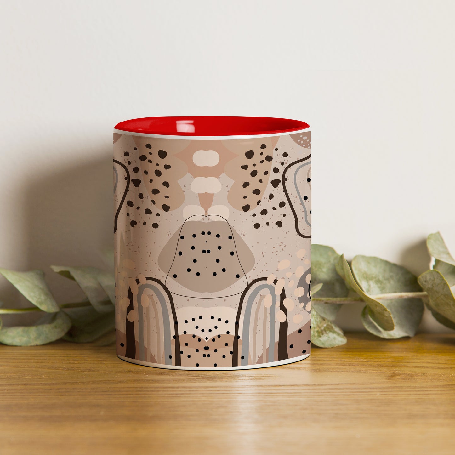 Aesthetic Flower Design Red Handle 330 ml Coffee Mug