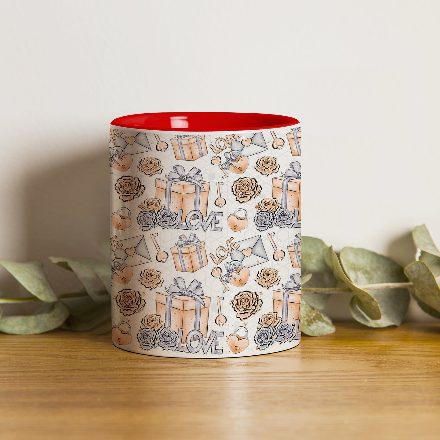 Gift box pattern design Pattern Red Handle 330 ml Coffee Mug