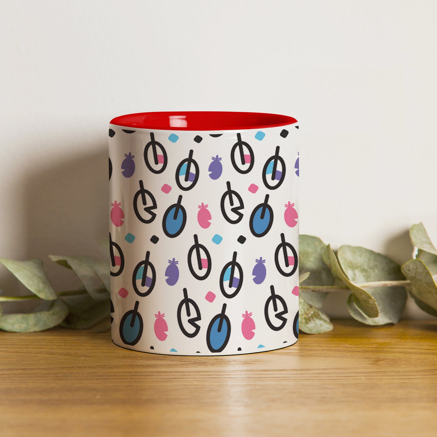 Vector leaves pattern design Red Handle 330 ml Coffee Mug