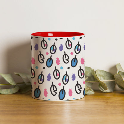 Vector leaves pattern design Red Handle 330 ml Coffee Mug