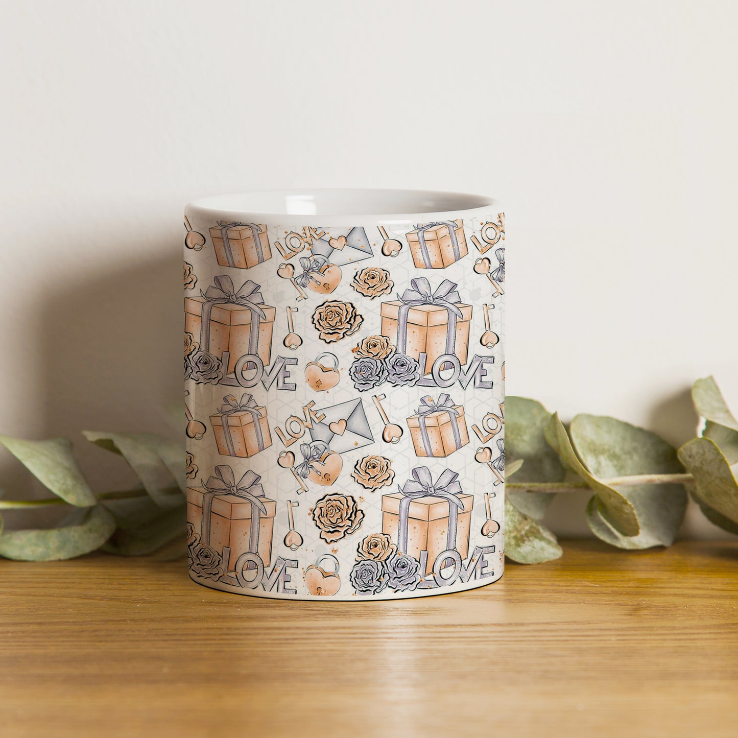 Gift box pattern design pattern White 330 ml Coffee Mug