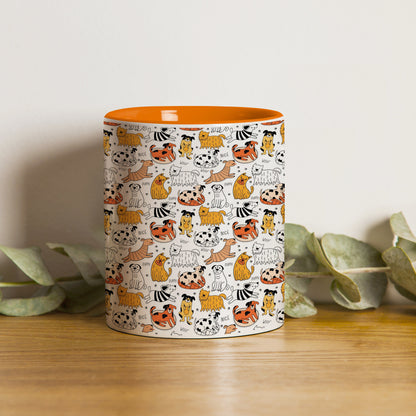 Dog breeds vector leaves pattern  design Orange Handle 330 ml Coffee Mug