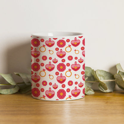 Red seamless love element pattern design pattern White 330 ml Coffee Mug