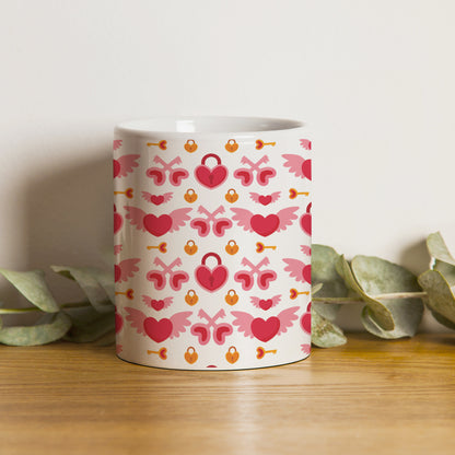 Red seamless love element pattern design (2) White 330 ml Coffee Mug