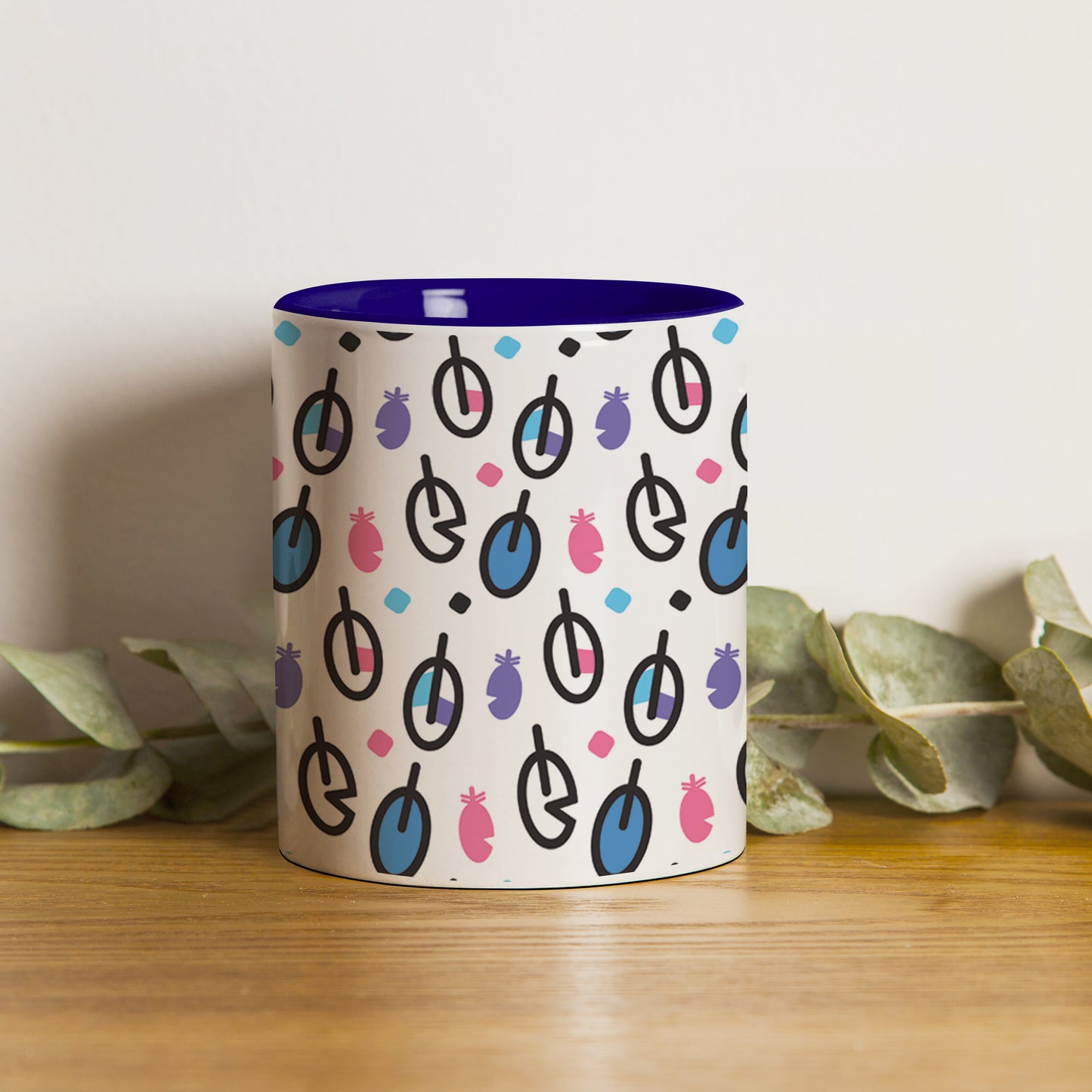 Vector leaves pattern design Pattern Dark Blue Handle 330 ml Coffee Mug