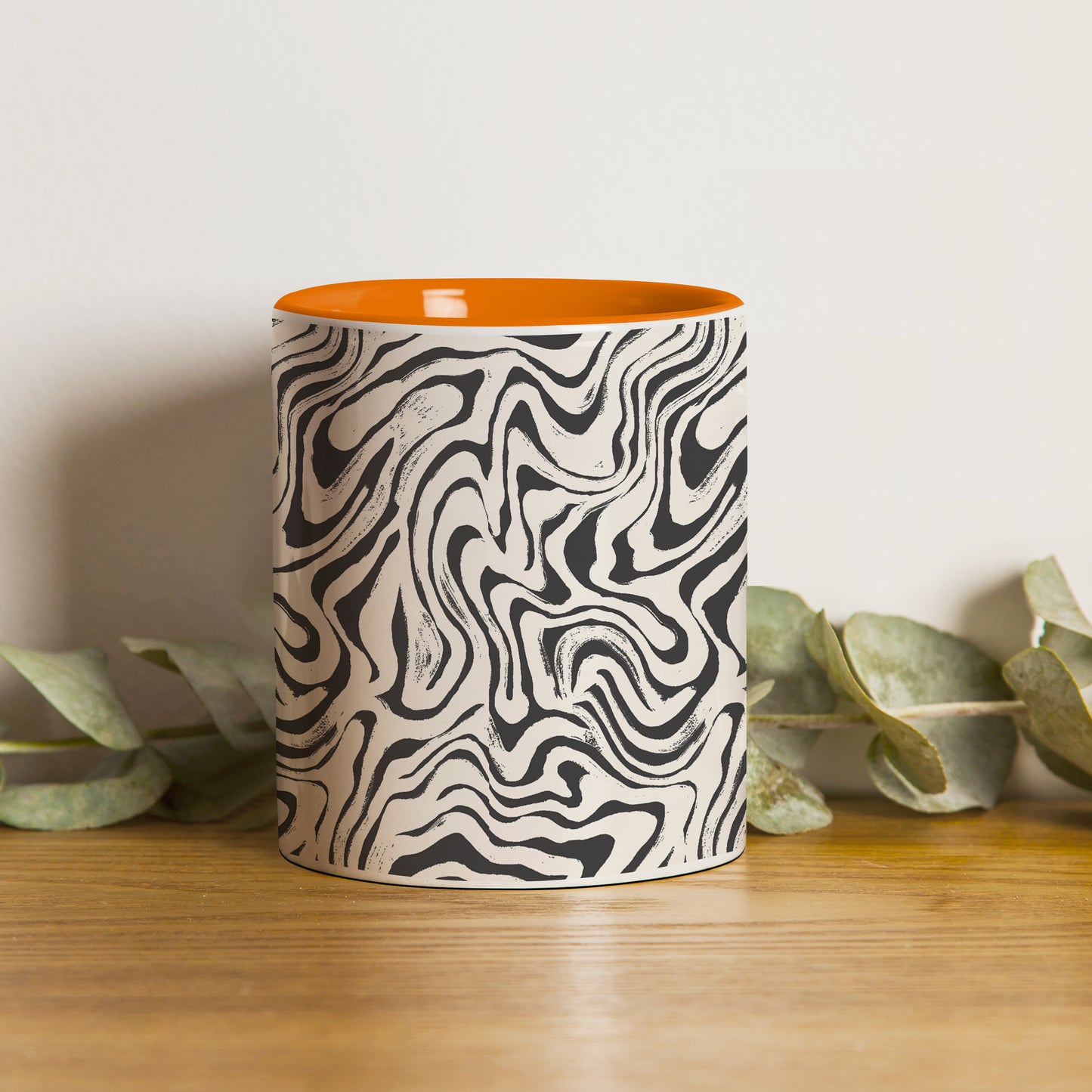 Curated pattern design Orange Handle 330 ml Coffee Mug