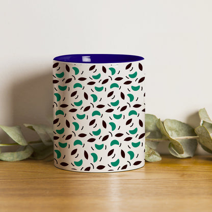 Vector leaves pattern design (2) Pattern Dark Blue Handle 330 ml Coffee Mug