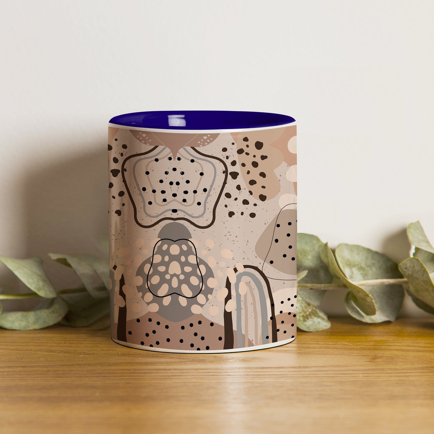 Abstract drawing design Pattern Dark Blue Handle 330 ml Coffee Mug