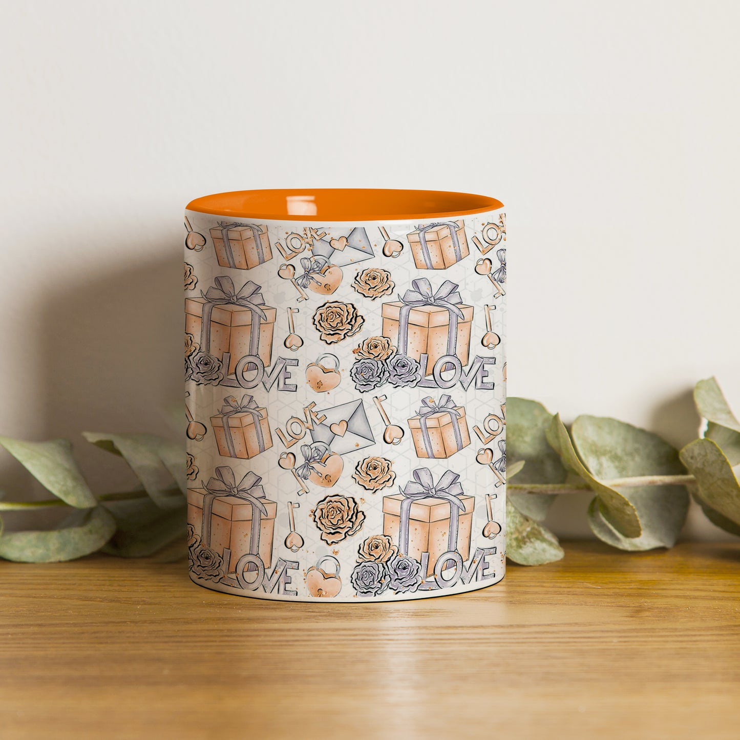 Gift box pattern design Orange Handle 330 ml Coffee Mug
