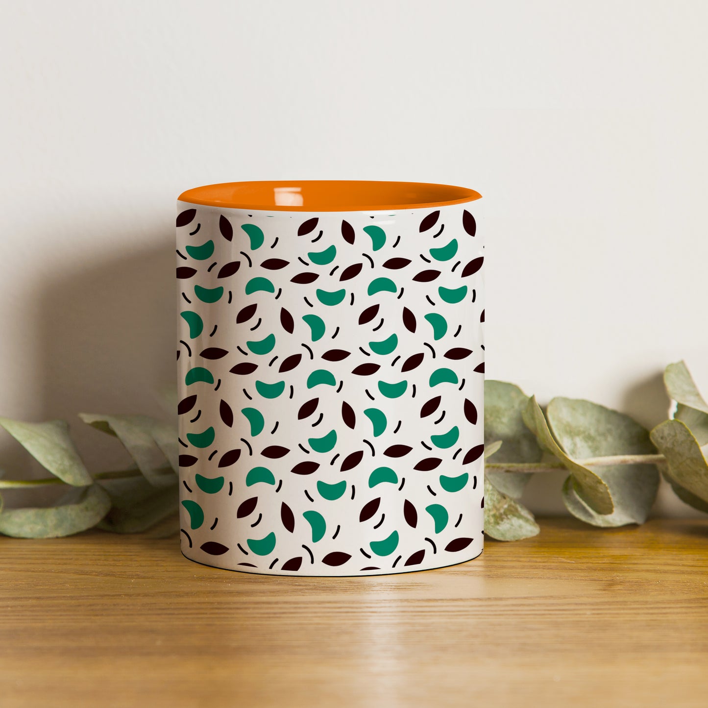 Vector leaves pattern design Orange Handle 330 ml Coffee Mug