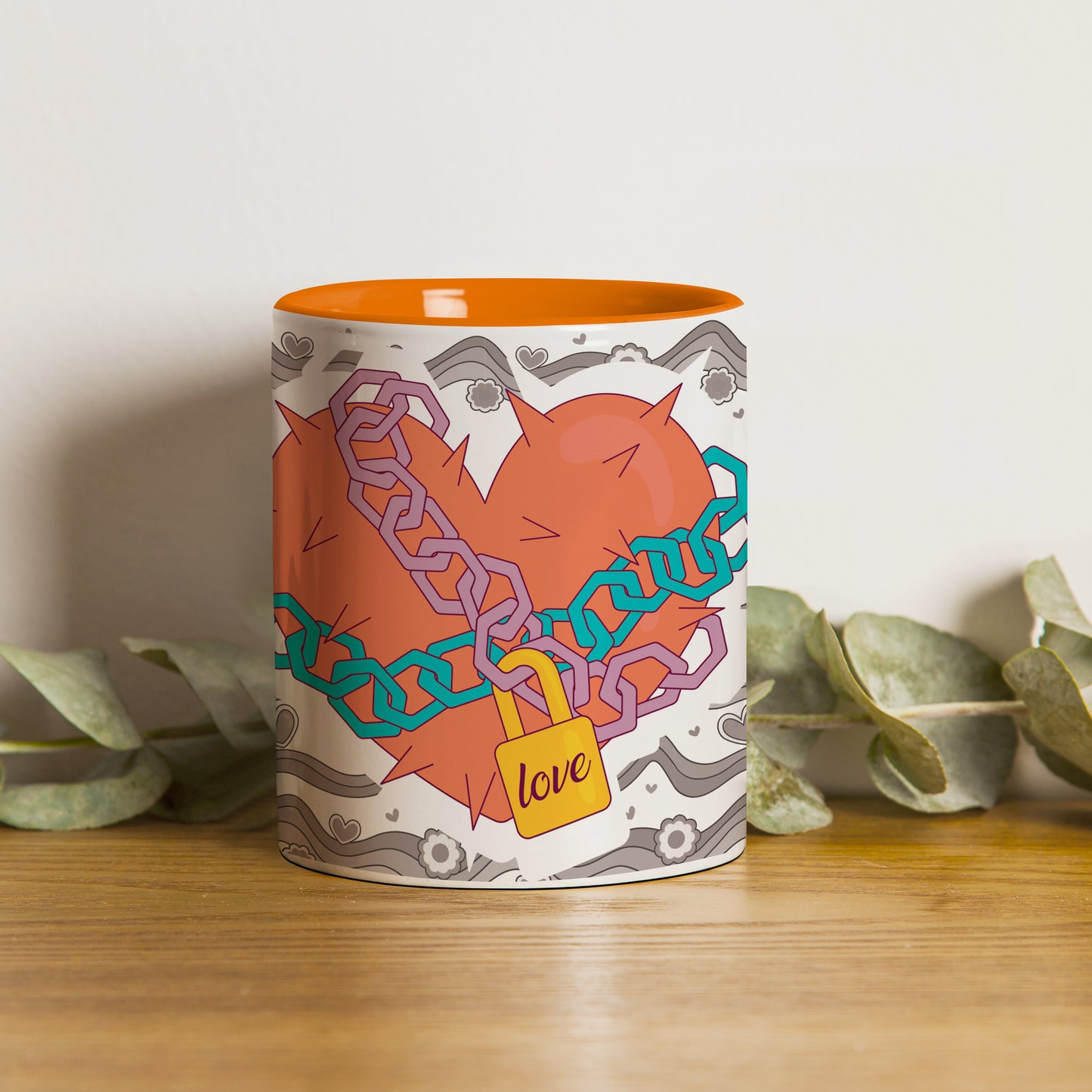 Love chain Orange Handle 330 ml Coffee Mug