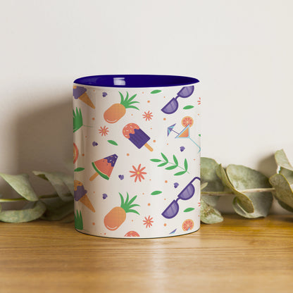 Vector Summer pattern design Pattern Dark Blue Handle 330 ml Coffee Mug