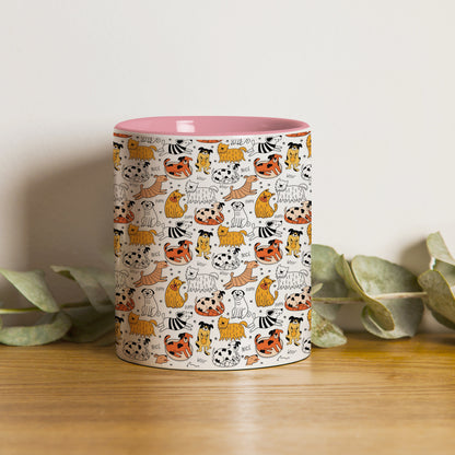 Dog breeds vector leaves design Pattern Lite Pink Handle 330 ml Coffee Mug