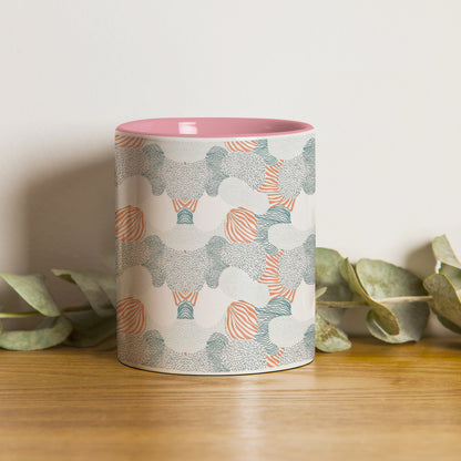 Colorful hand drawing design Pattern Lite Pink Handle 330 ml Coffee Mug