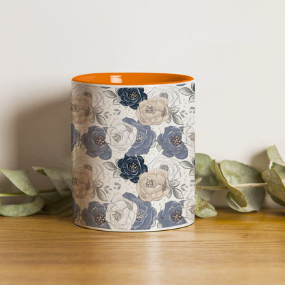 Flowers design Orange Handle 330 ml Coffee Mug