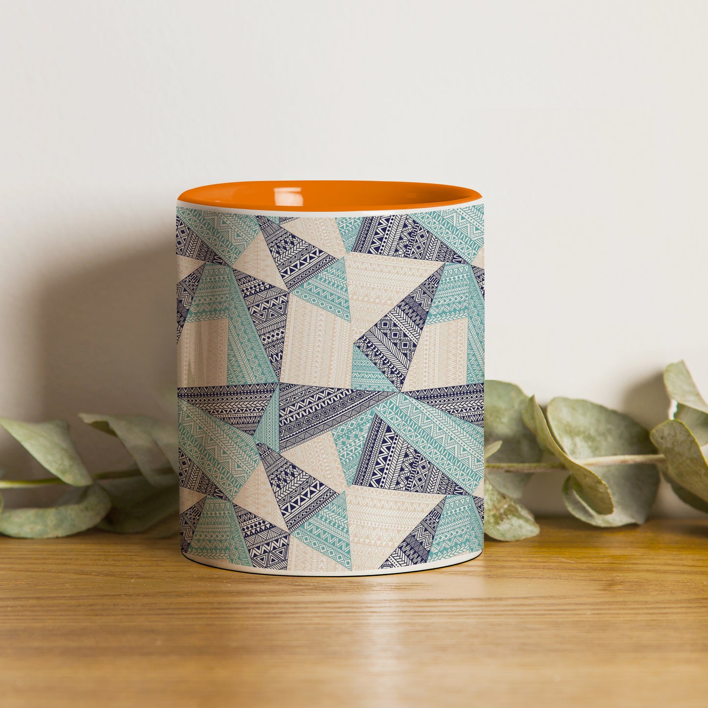 Triangle seamless pattern in patchwork style design Orange Handle 330 ml Coffee Mug