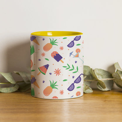 vector Summer pattern design Pattern Yellow Handle 330 ml Coffee Mug