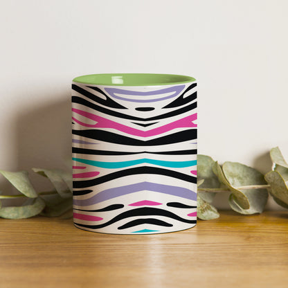 Colorful Tiger Skin with Waving effect Pattern Lite Green Handle 330 ml Coffee Mug