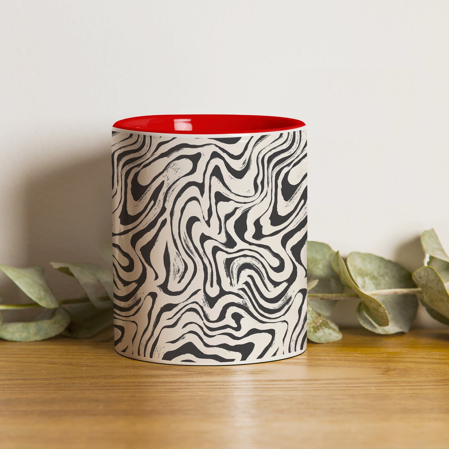 Sophisticated Curated Pattern Red Handle 330 ml Coffee Mug
