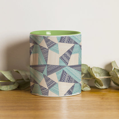 triangle seamless pattern in patchwork style design Pattern Lite Green Handle 330 ml Coffee Mug