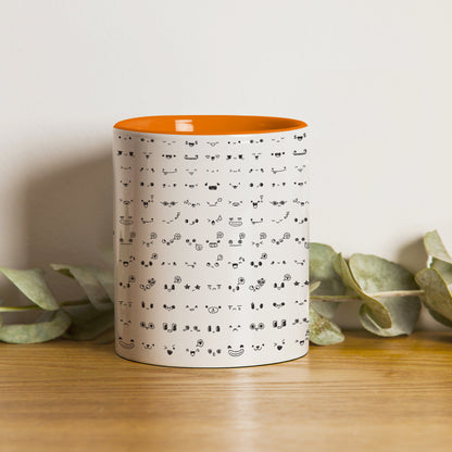 Kawaii faces doodle art design Orange Handle 330 ml Coffee Mug