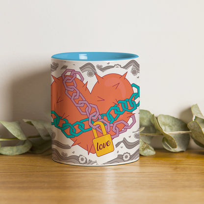 love chain Pattern Sky Blue Handle 330 ml Coffee Mug
