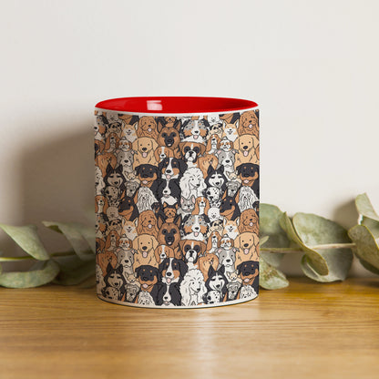 Multiple Dog Breeds Red Handle 330 ml Coffee Mug