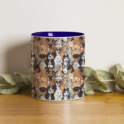 Dog breeds illustration design Pattern Dark Blue Handle 330 ml Coffee Mug