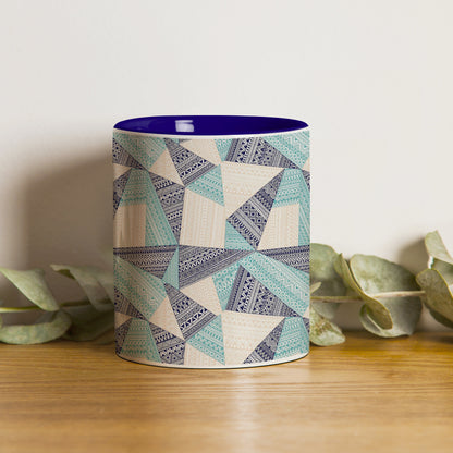 Triangle seamless pattern in patchwork style design Pattern Dark Blue Handle 330 ml Coffee Mug