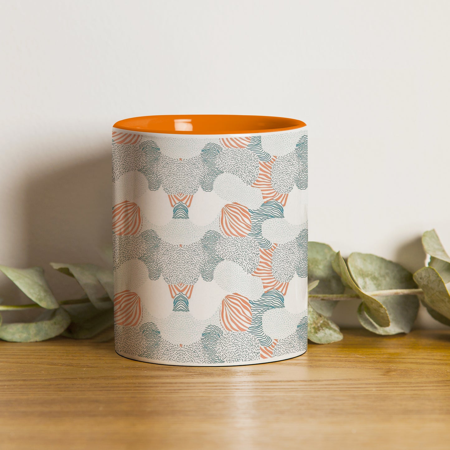 Colorfull hand drawing pattern design Orange Handle 330 ml Coffee Mug