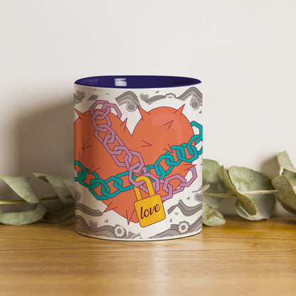 love chain Pattern Dark Blue Handle 330 ml Coffee Mug