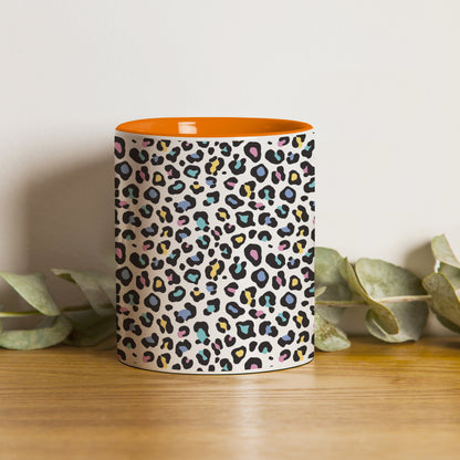 Color full Vector leopard animal motif vector seamless pattern design Orange Handle 330 ml Coffee Mug