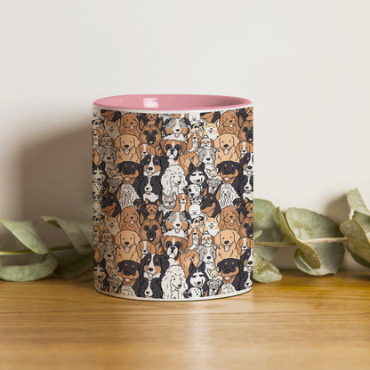 Dog breeds illustration design Pattern Lite Pink Handle 330 ml Coffee Mug