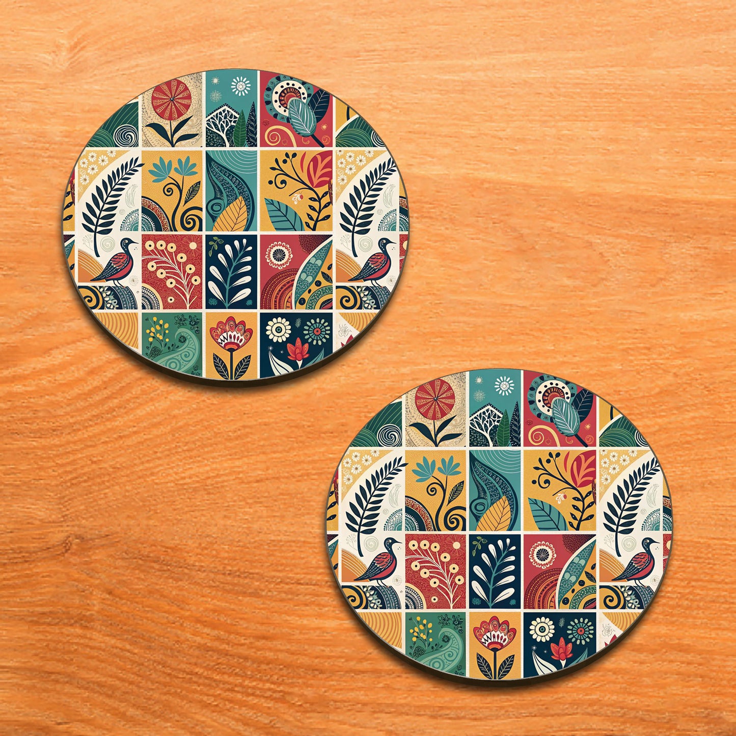 Korean Chuseok patterns with harvest designs Combo Mugs and Coaster(Set of 2 Mugs and 2 coasters) 330 ml Coffee Mug