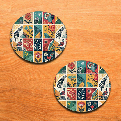 Korean Chuseok patterns with harvest designs Combo Mugs and Coaster(Set of 2 Mugs and 2 coasters) 330 ml Coffee Mug
