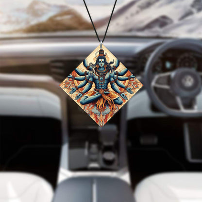 Mahadev vector art Premium Glossy Printed Car Hangings