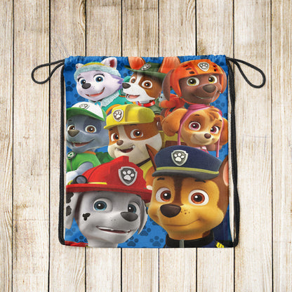 Paw Patrol Design Pattern Polyester String Backpack Bags for kids for Gym, Yoga, Tuition ,Beach Bag for 4-10 year boys and girls