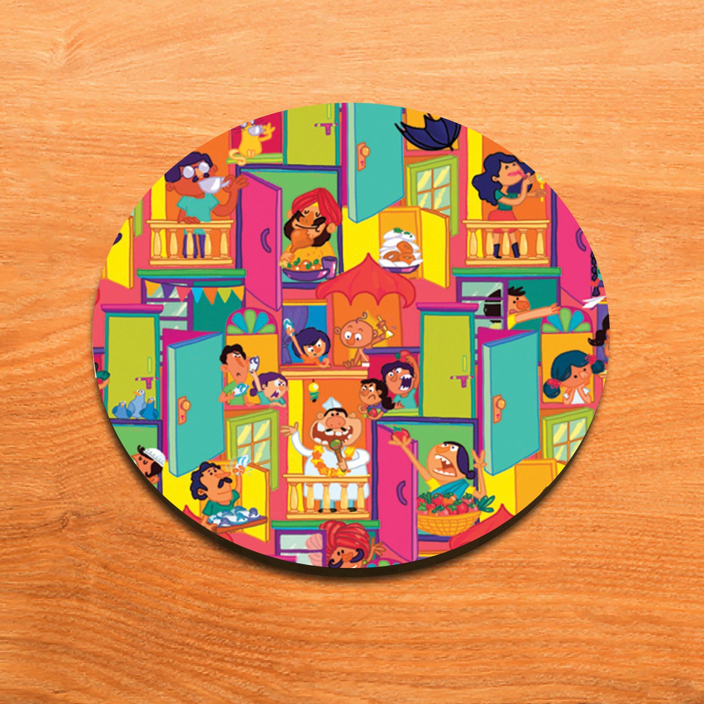 Colorful City Scene with People pattern Mug and Coaster 330 ml Coffee Mug