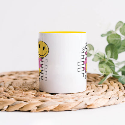 Smile design Yellow Handle 330 ml Coffee Mug