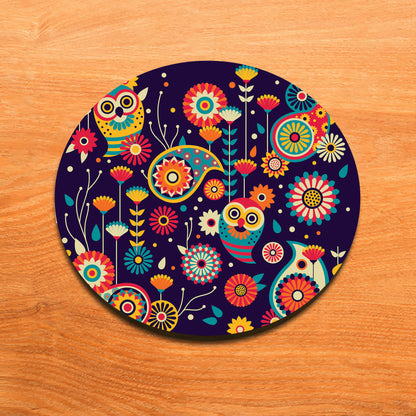 Abstract Owl Pattern Mug and Coaster 330 ml Coffee Mug