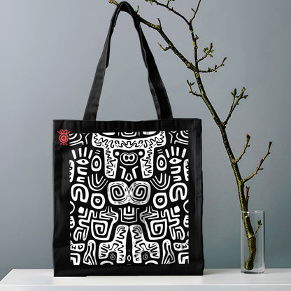 Black and white seamless Design Tote Bag (14 X 16 Inches) For Shopping, College, Travel