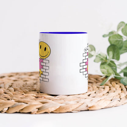 Smile design Dark Blue Handle 330 ml Coffee Mug