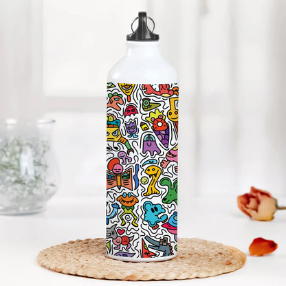 Cute colorfull doodle pattern Printed Normal Sipper Water Bottle 750 ml For Gym, Yoga, Kids, Boys, Girls, Brother, Sister, Babies, Baby, Workout, Adults