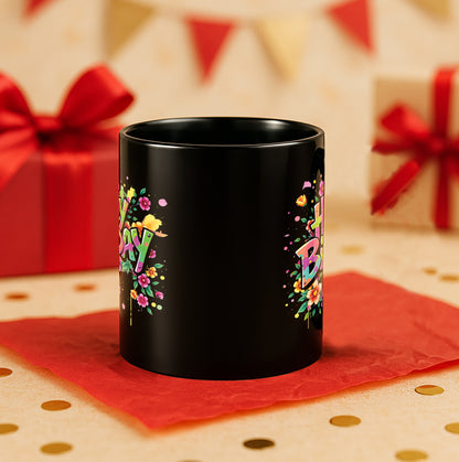 Happy Birthday 330 ml Black Coffee Mug (Pack of 1)